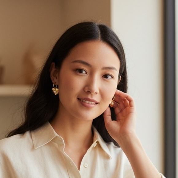 Coach Gold Heart Earrings - Picture 2 of 4